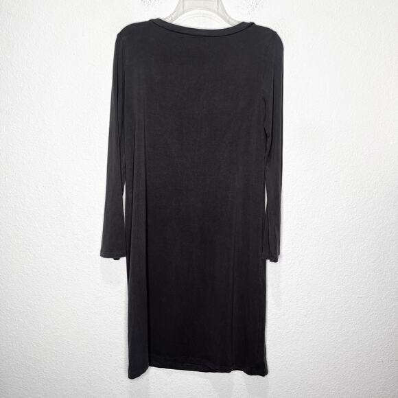 Eileen Fisher Fine Jersey Crew Neck Dress Boxy Long Sleeve Knee Length XS - Picture 5 of 9